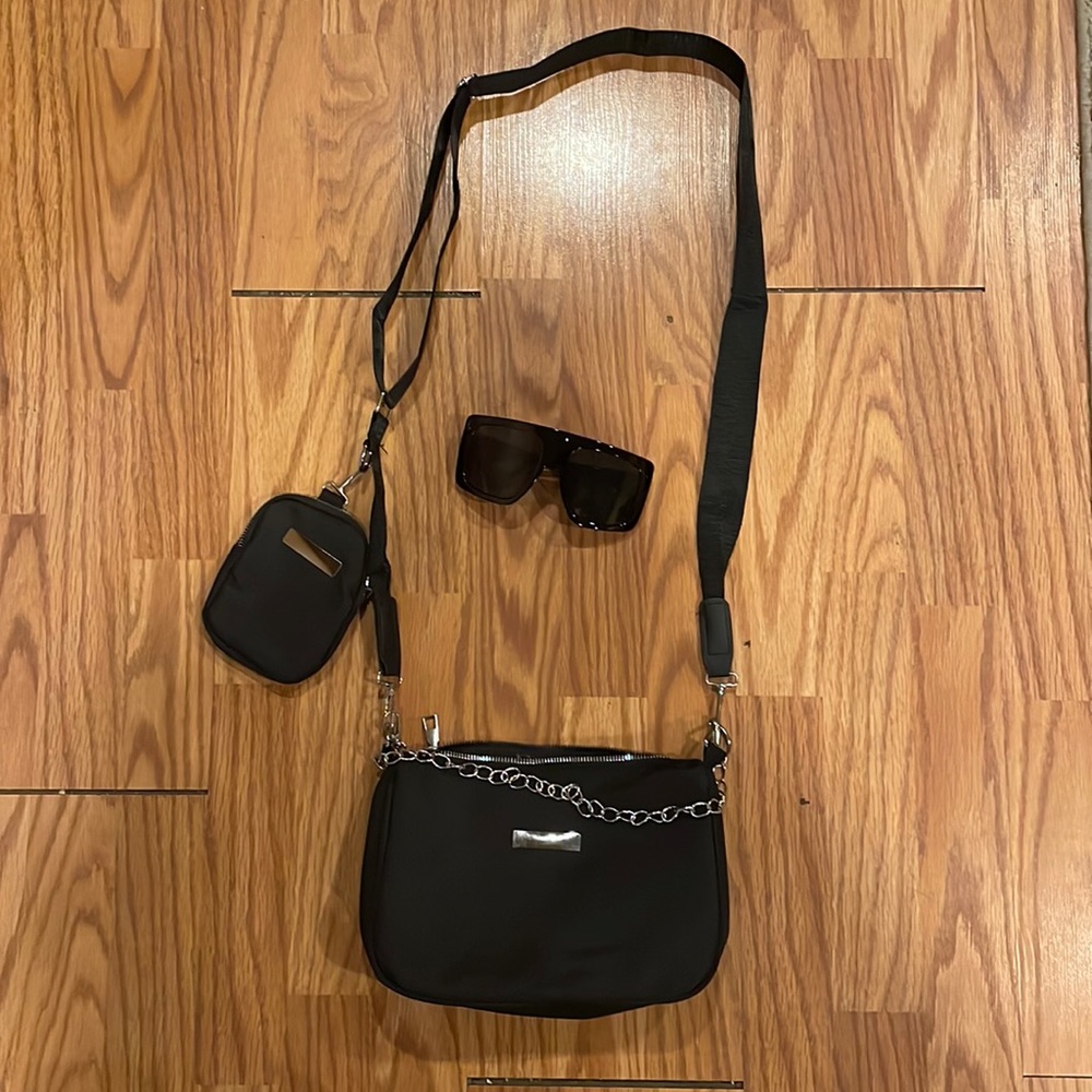 SHEIN Chain Decor Crossbody With Coin Case/ Flat Top Sunglasses Bundle